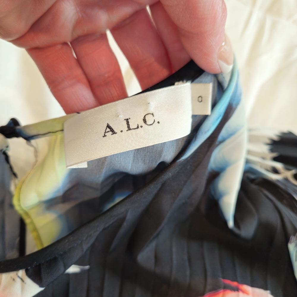 A.L.C. Leah Abstract Print Maxi Dress Size 0 Black Multicolor Long Sleeve $895 - Picture 12 of 16